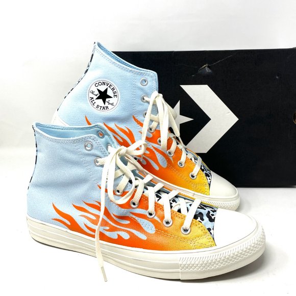 Converse Men's Size 167927C CTAS Patch High Top Canvas Agate Blue Orange Sneaker - Picture 8 of 10